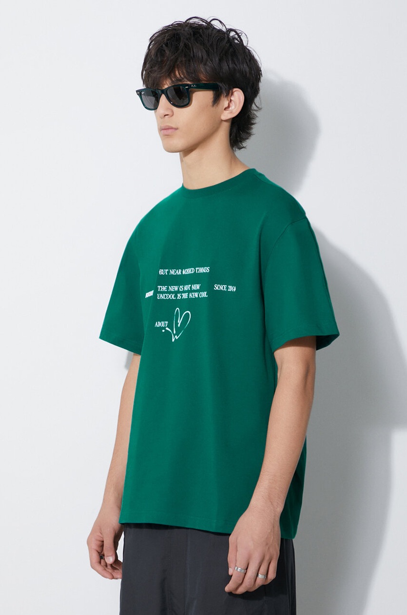 Ader Error t-shirt Twinkle Heart Logo men's green color