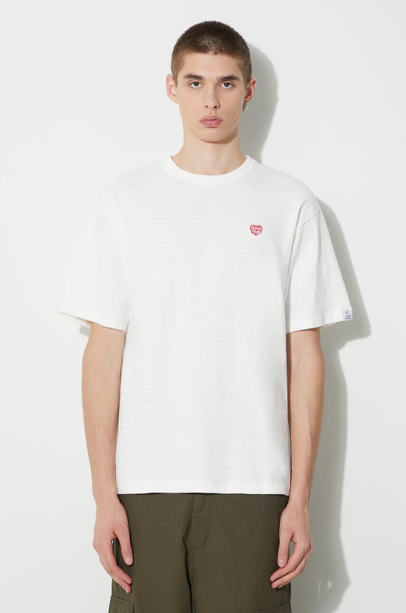 Human Made cotton t-shirt Heart Badge men's white color