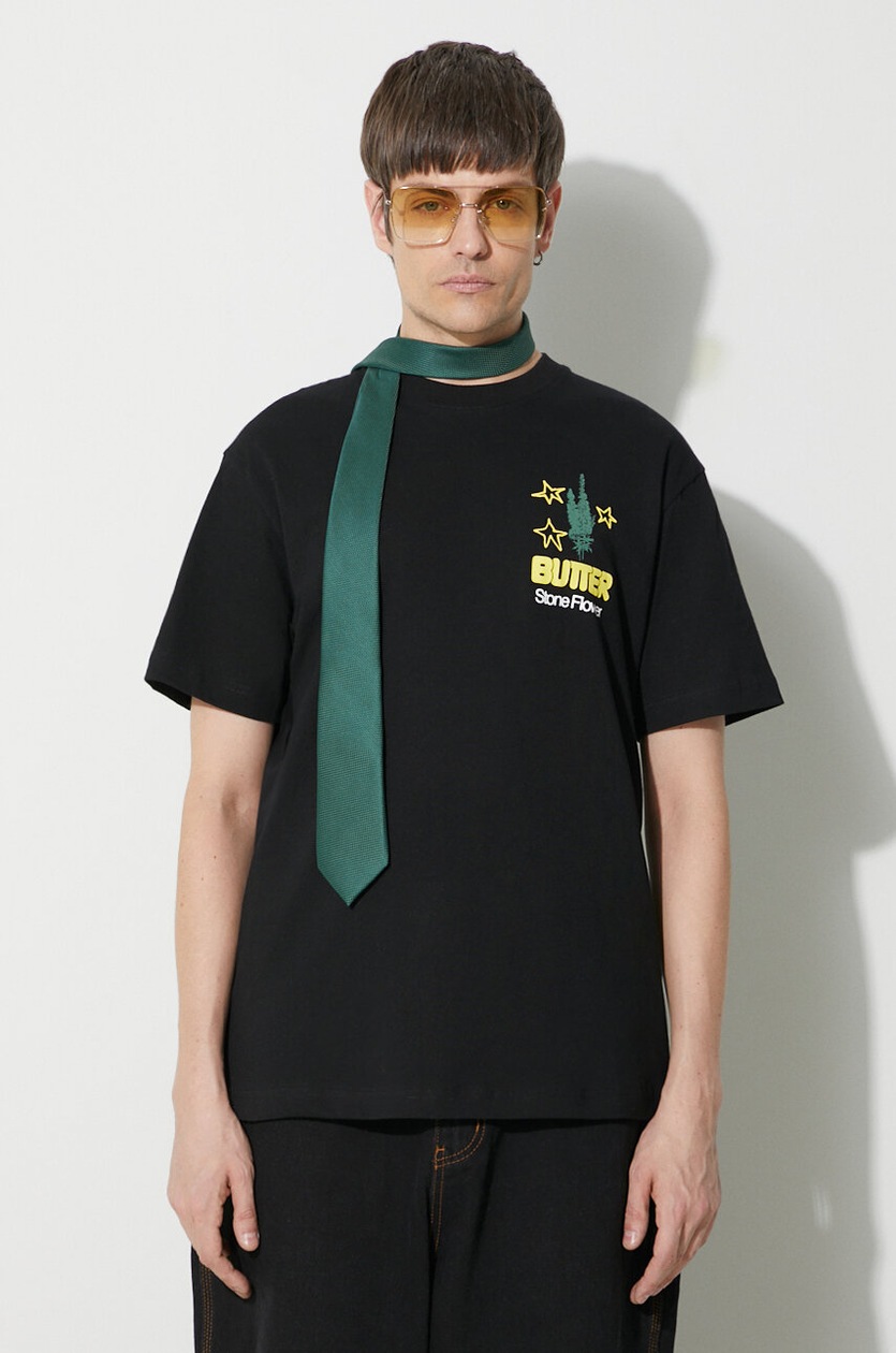 Butter Goods cotton t-shirt Stone Flower Tee men's black