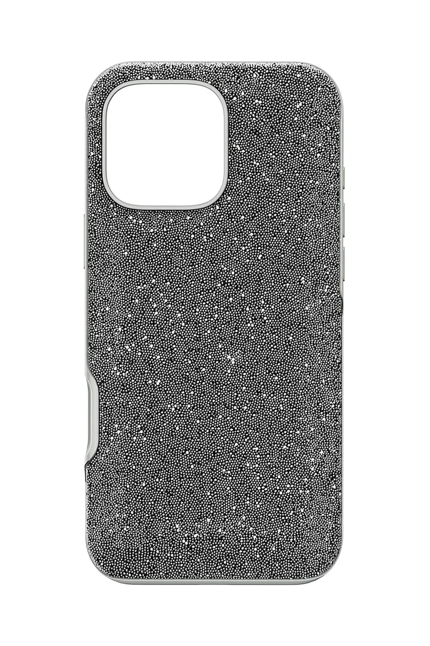 Guess, custodia per iPhone 13 glitter con logo in metallo Guess, custodia per iPhone 13 glitter con logo in metallo