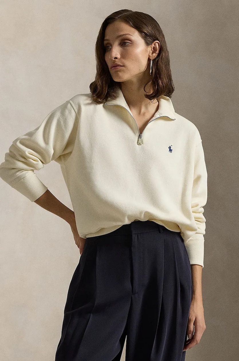 Polo Ralph Lauren sweatshirt women s beige color smooth 211851659 at PRM US