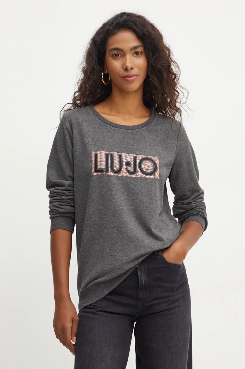 Liu Jo felpa donna colore grigio con applicazione TF4212 FS576