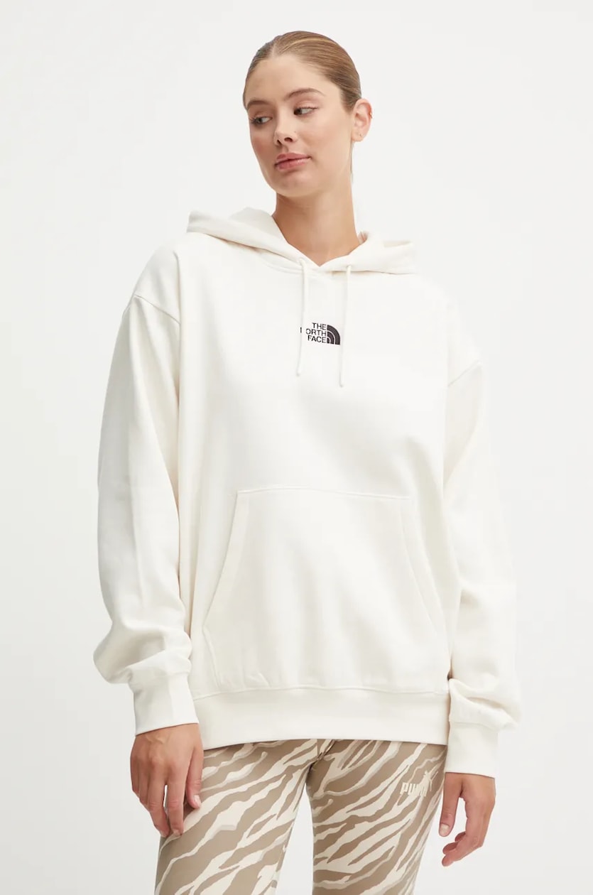 The North Face sweatshirt Essential Hoodie women s beige color hooded smooth NF0A89ENQLI1