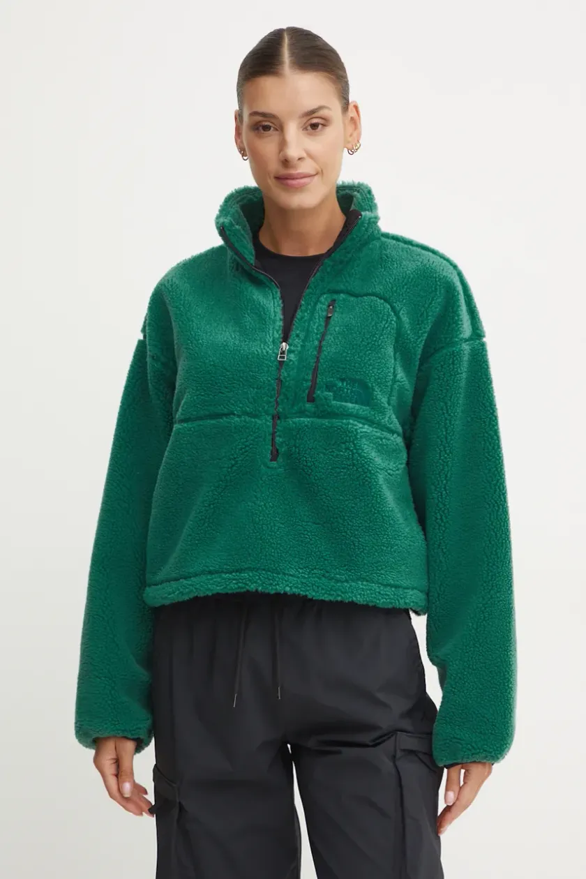 The North Face sweatshirt TNF Extreme Pile women s green color smooth NF0A88ZCS9W1