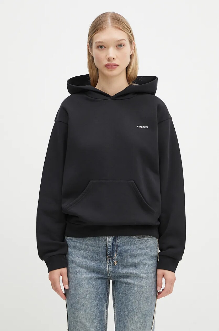 Coperni sweatshirt Logo Hoodie women s black color hooded with a print COPJS15523 at PRM US