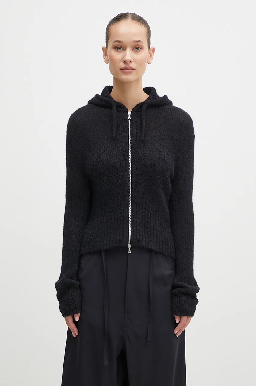 Maison Kitsuné cardigan Ribbed Baby Fox black color lightweight
