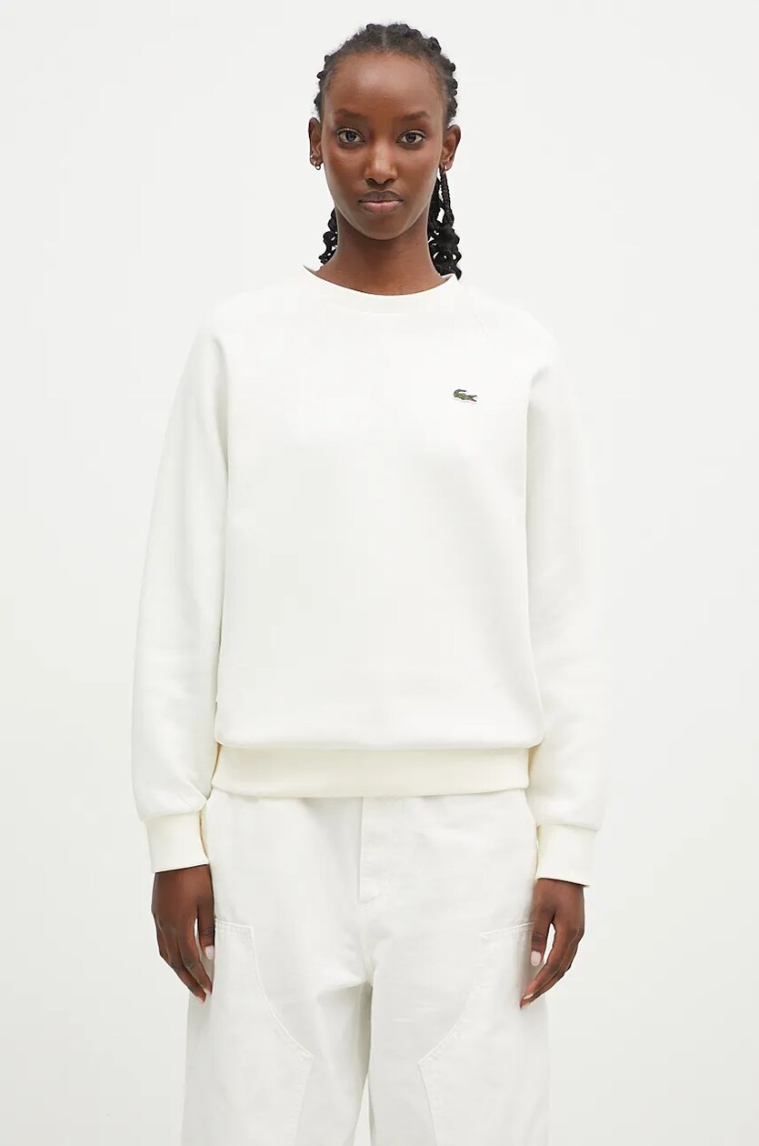 Lacoste sweatshirt women s beige color smooth SF8347 at PRM US