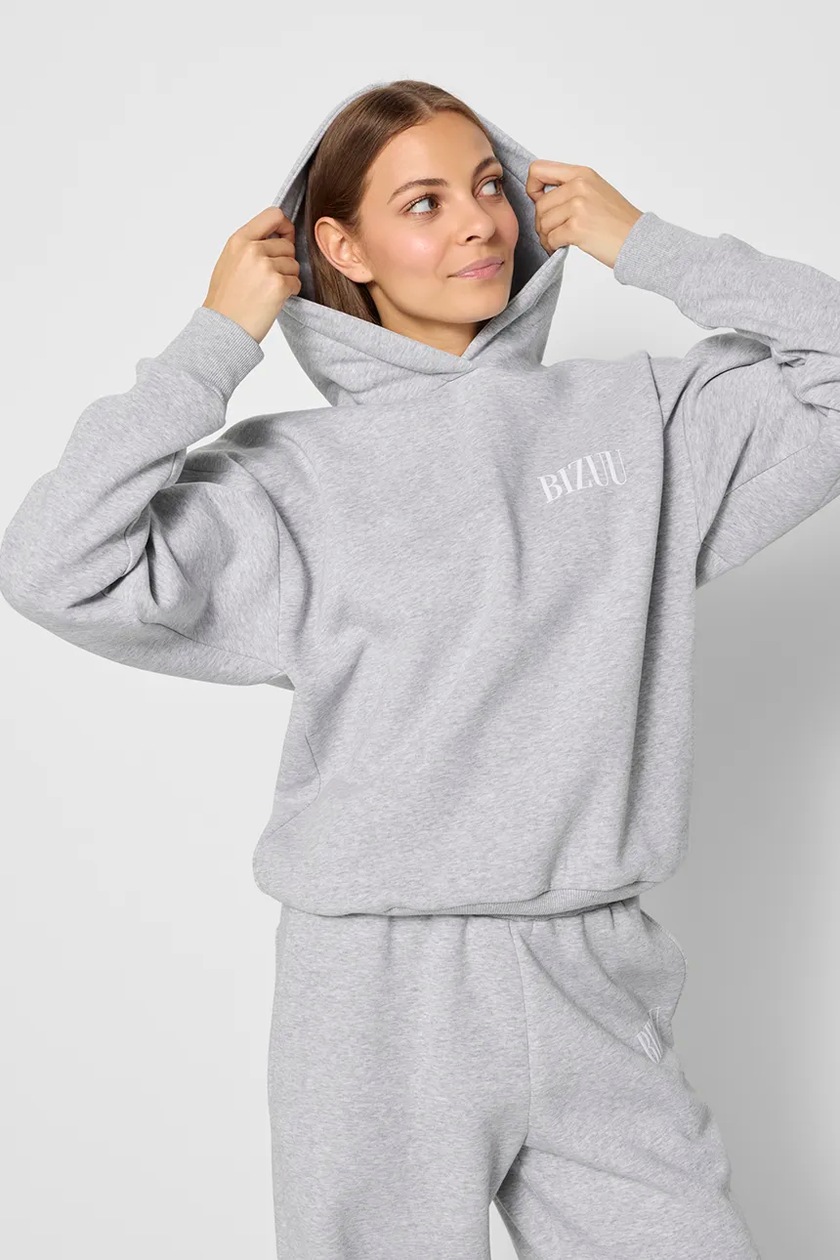 Bizuu bluza LINDI damska kolor szary z kapturem gładka