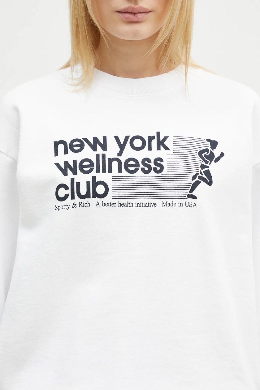 Sporty & Rich cotton sweatshirt USA Wellness Club women's white