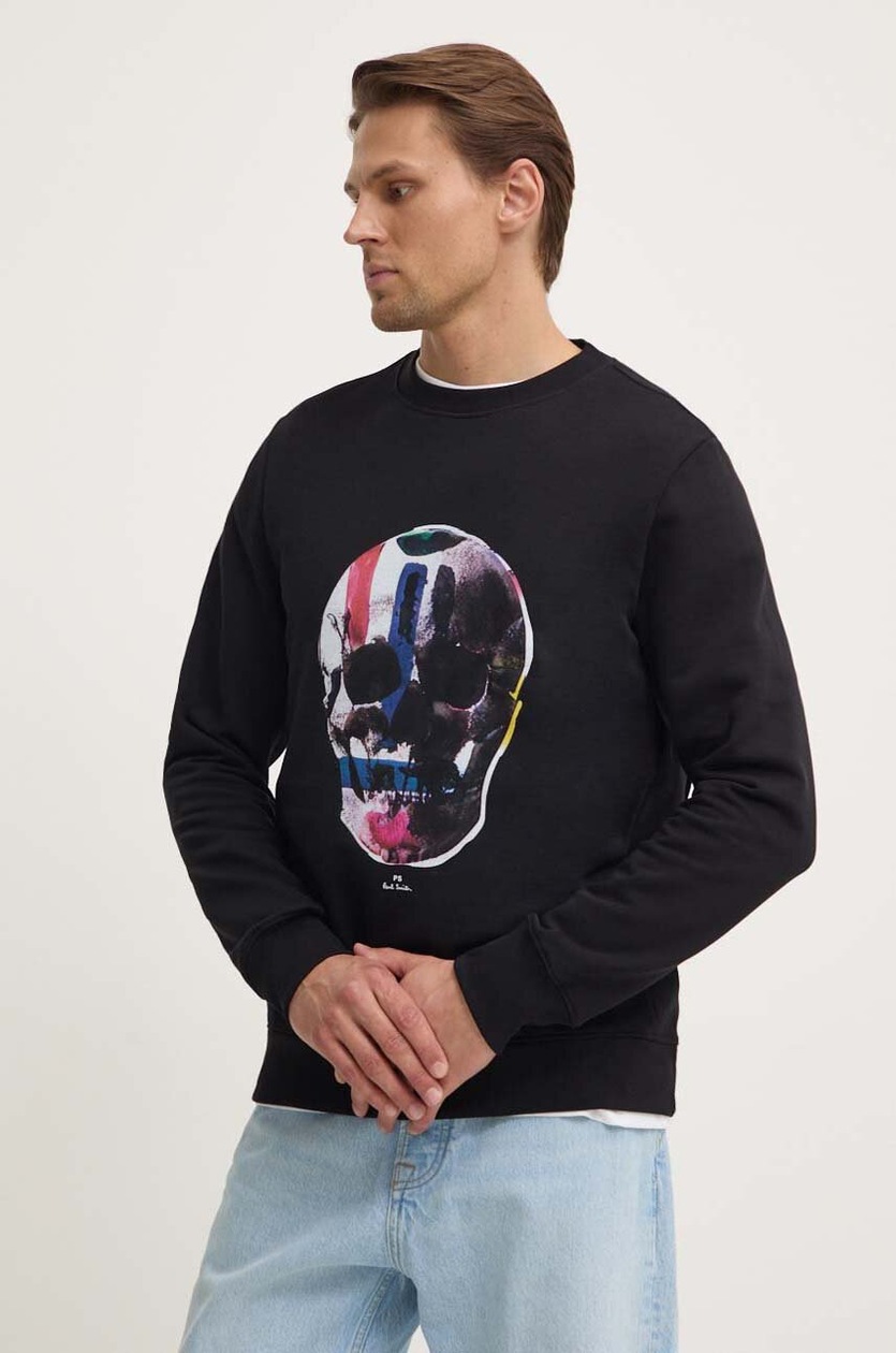 Paul Smith｜SWEATSHIRTS (M2R 027R NP4685 49) Black Cotton Embroidered Zebra Logo Sweatshirt