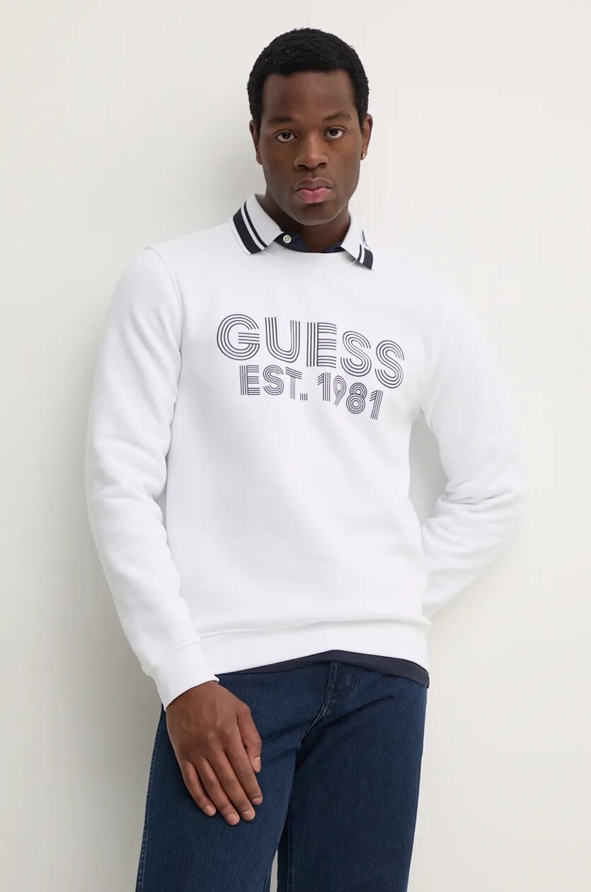 Guess bluza BEAU m ska kolor bia y z nadrukiem M4YQ08 K9Z21 Answear