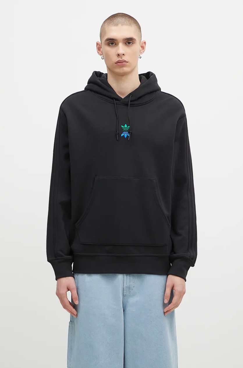 adidas Originals cotton sweatshirt Rolling Links Hoodie Hoodie men s black color hooded with an application IW6657