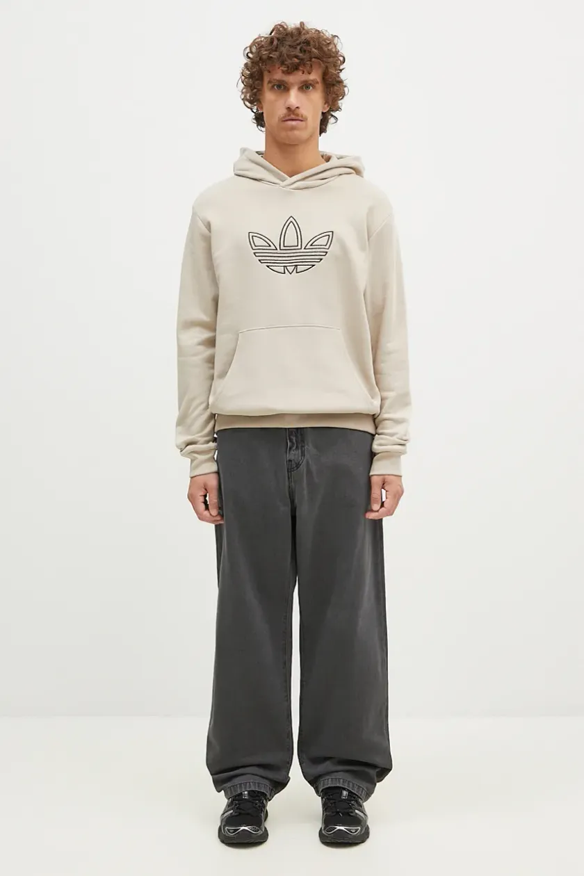 adidas Originals felpa in cotone Outline Hoodie uomo colore beige con cappuccio JJ1505 PRM IT