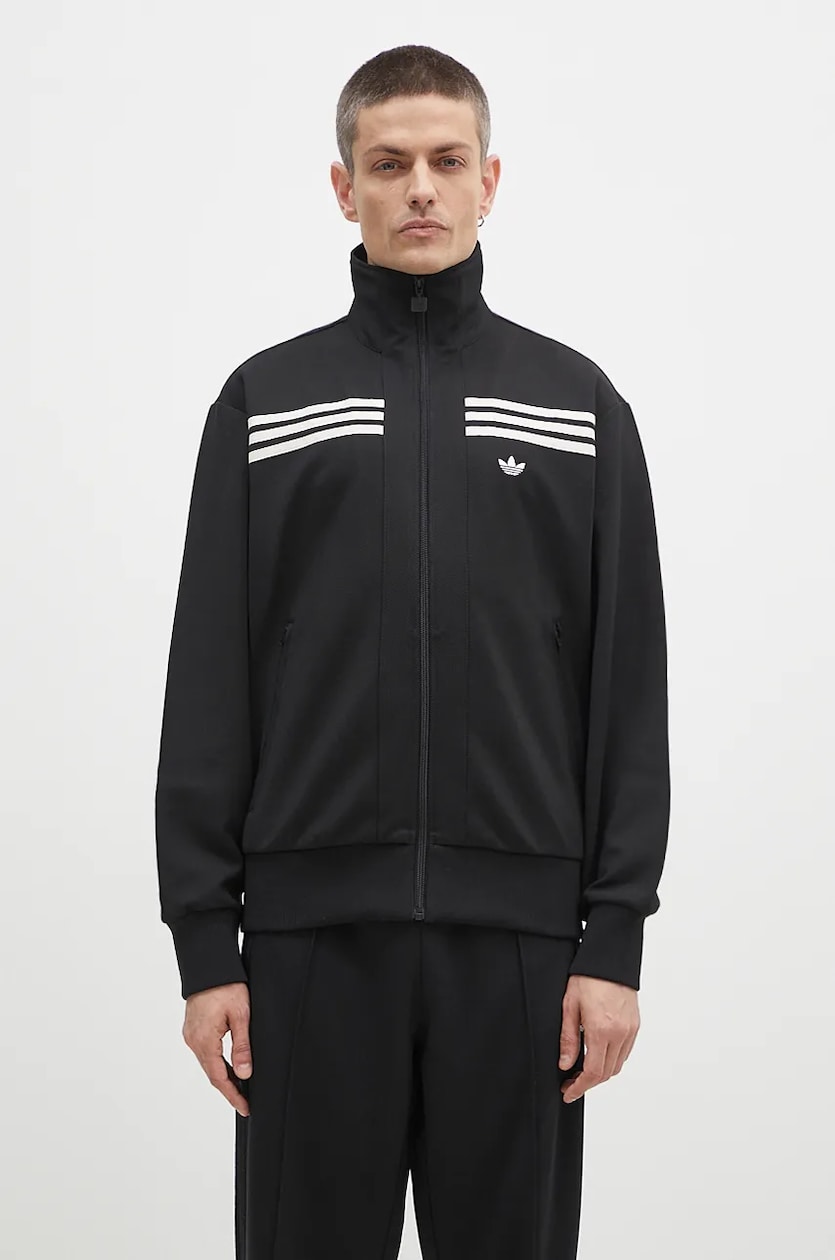 adidas Originals sweatshirt 70s Track Top men s black color with an application JN5962 at PRM US