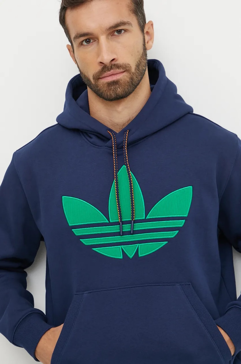 adidas Originals bluza Hooded Sweat m ska kolor granatowy z kapturem z aplikacj JN5968 Answear