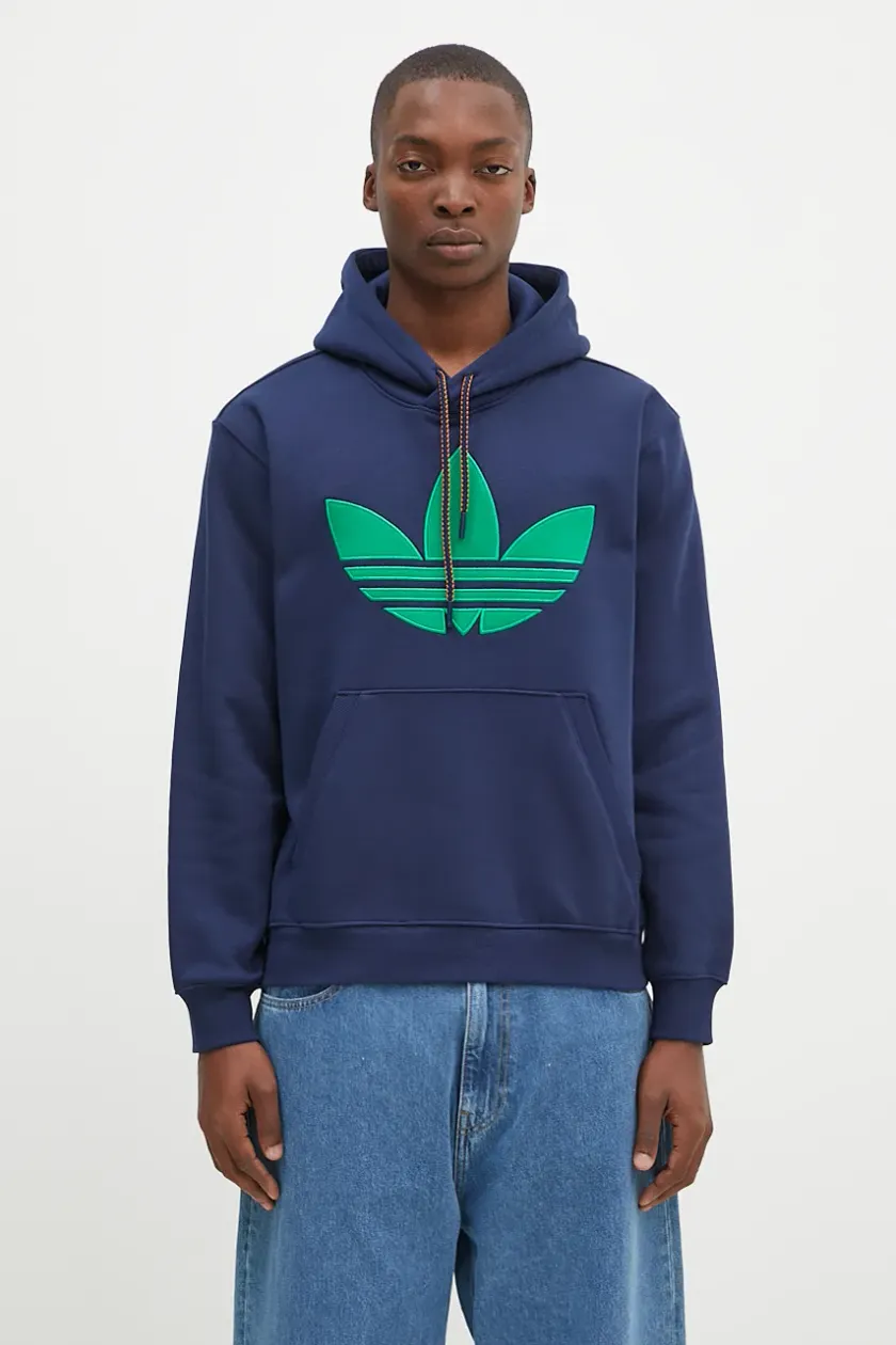 adidas Originals sweatshirt Hooded Sweat men s navy blue color hooded with an application JN5968