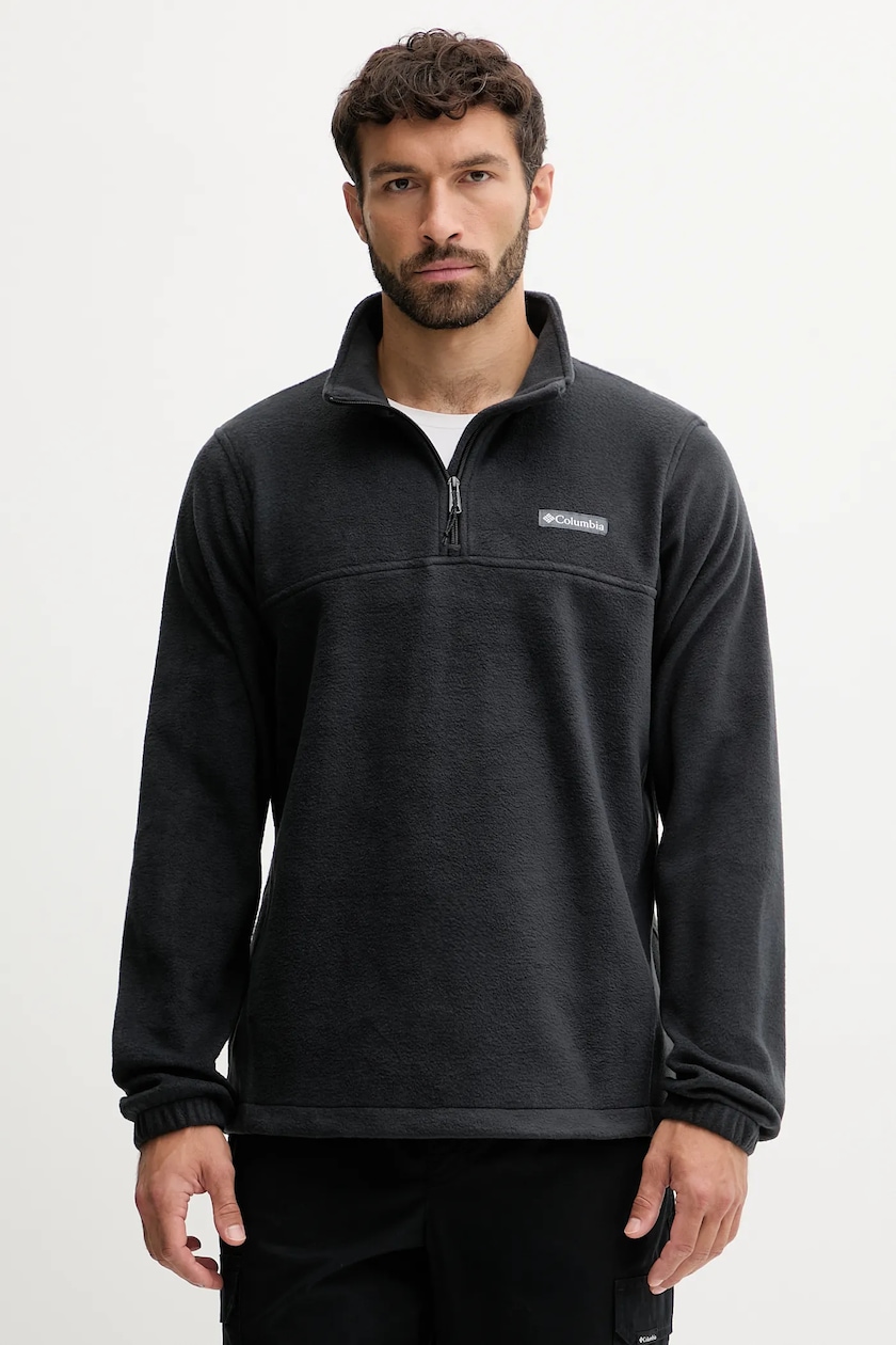 Columbia fleece sweatshirt Steens Mountain Half Zip black color