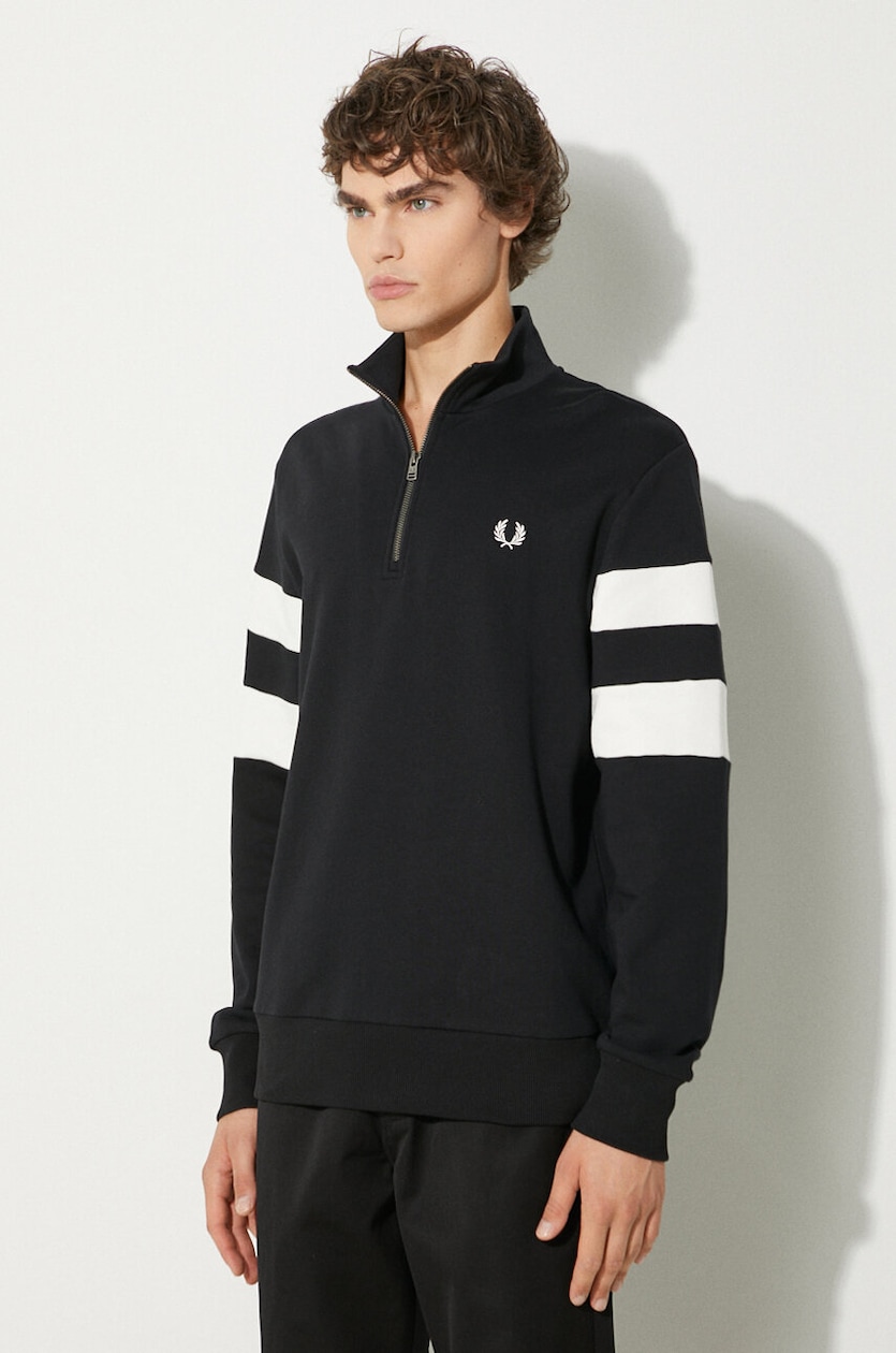 Fred Perry cotton sweatshirt Tipped Sleeve Half Zip Sweat PRM EU Fred Perry cotton sweatshirt Tipped Sleeve Half Zip Sweat PRM EU