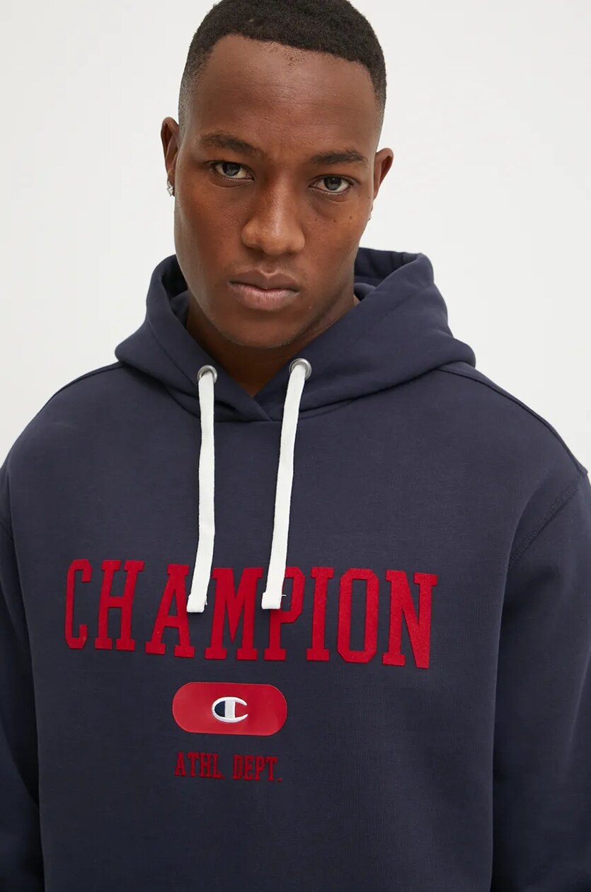 Champion felpa uomo colore blu navy con cappuccio 220430