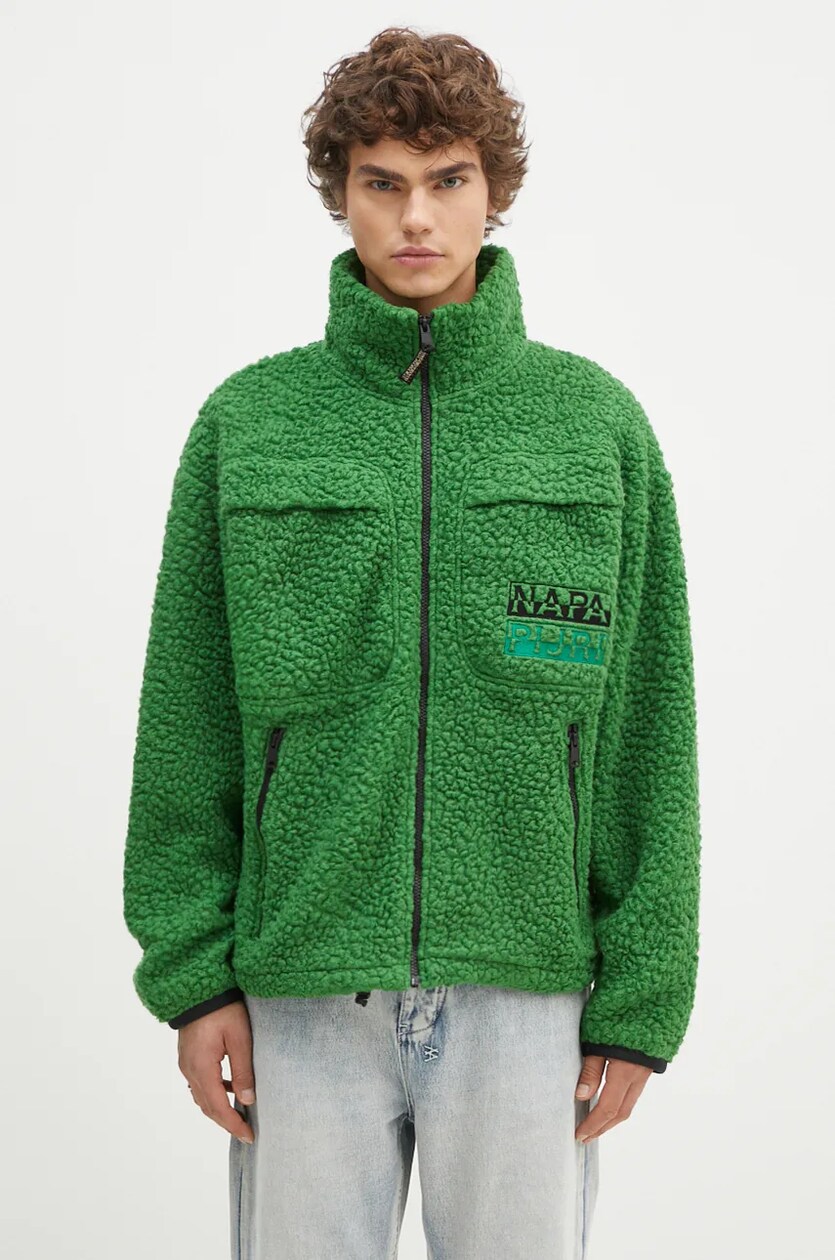 Napapijri sweatshirt T Jaman Fz men s green color with an application NP0A4HZNG1T1 at PRM US