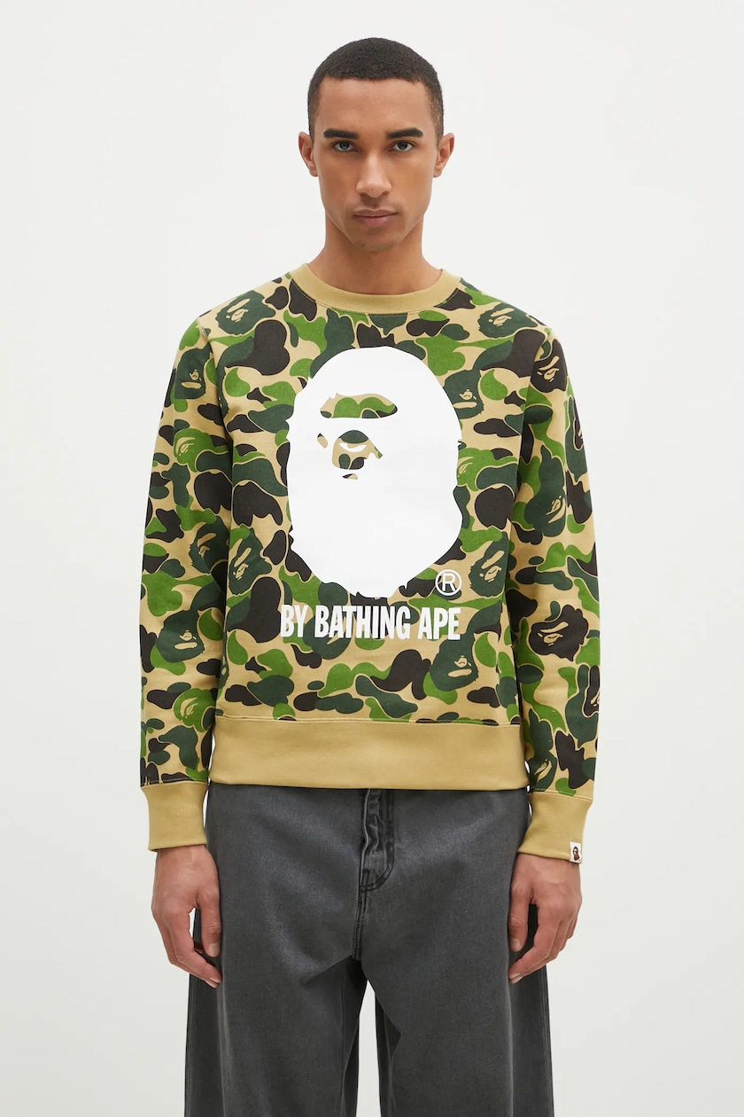 A Bathing Ape cotton sweatshirt Abc Camo men s green color 1K80113008