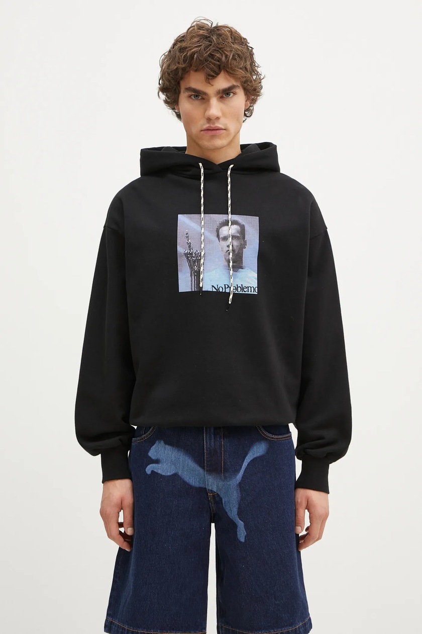 パーカー・フーディ DAILY PAPER Men Hoodies RIVO 2321201 BLACK Black Daily Paper cotton sweatshirt Rivo Hoodie men's black color