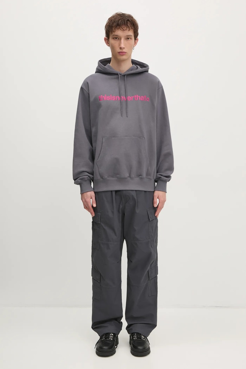 thisisneverthat cotton sweatshirt T-Logo Hoodie men's gray color