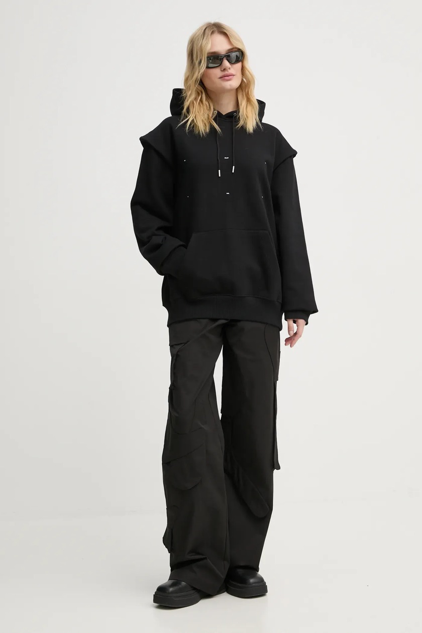 【関税込み】HELIOT EMIL ブラック Lampi ニットフーディ HELIOT EMIL ++ SORTSOL KNIT HOODIE