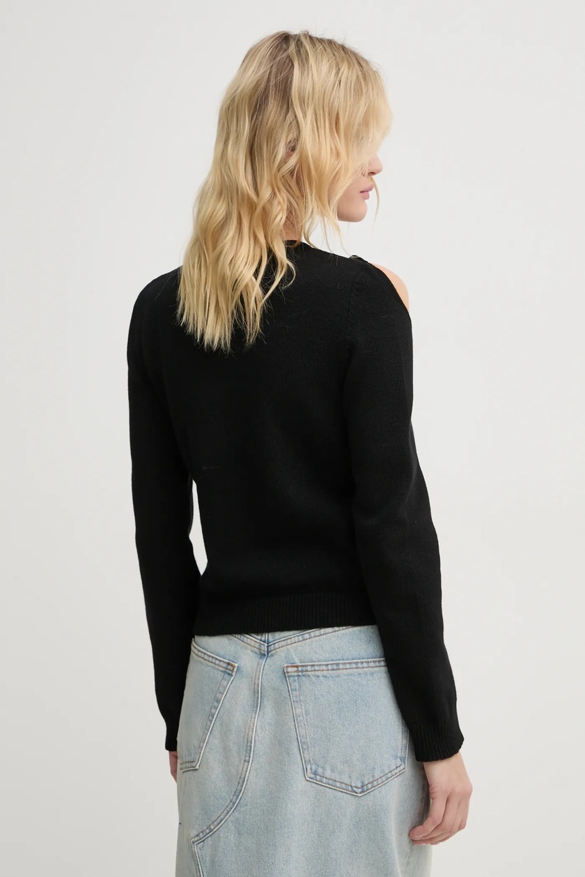 Шерстяной свитер MM6 Maison Margiela женский цвет чёрный лёгкий