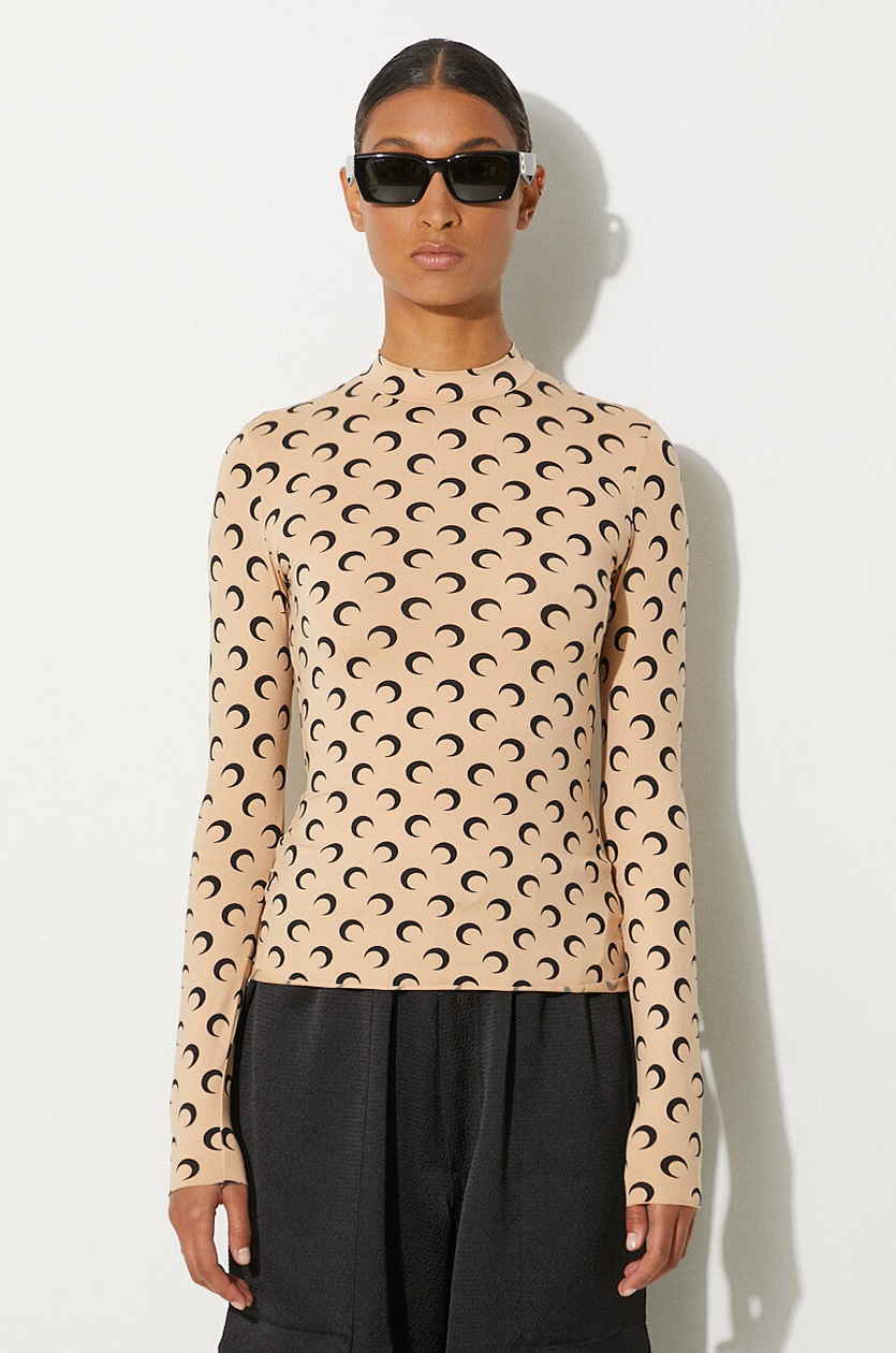 【MARINE SERRE】Second skin highneck top Recycled Mesh Flock Second Skin Highneck Top • Marine Serre