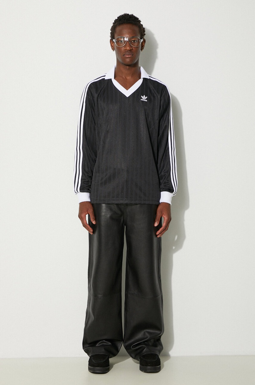 美品 adidas Originals PIQUE LS 2XL IZ4808 adidas Originals Men's Pique Long Sleeve T-Shirt Black