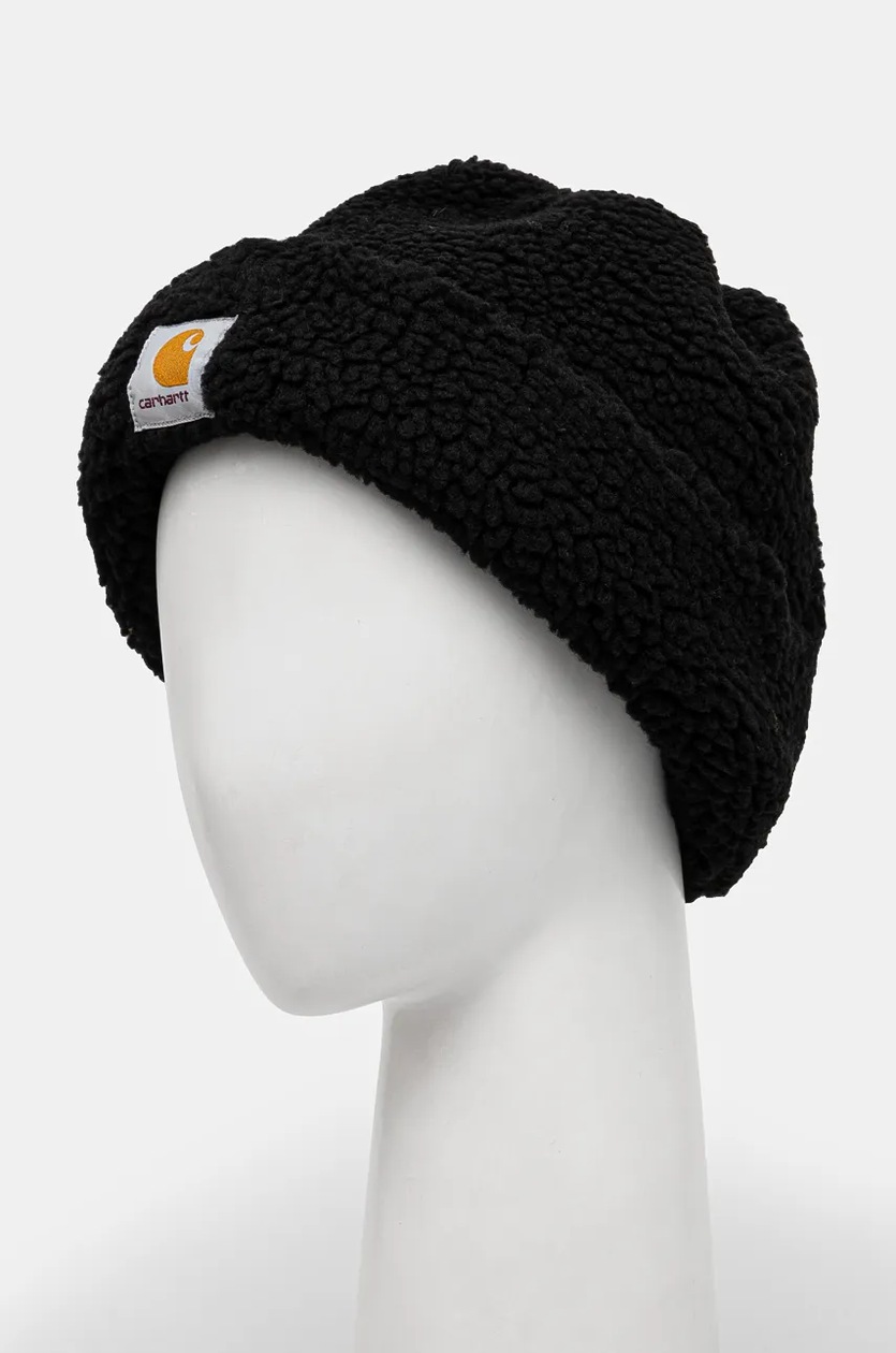 Carhartt WIP beanie Prentis Beanie black color thick knit I033848