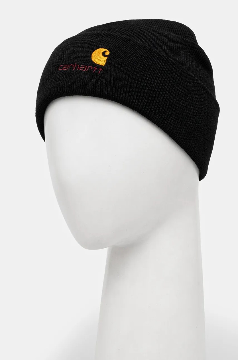 Carhartt WIP beanie American Script Beanie black color