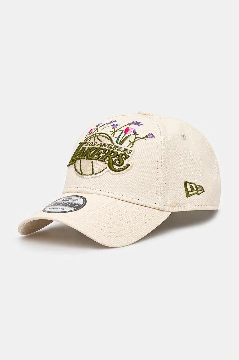 New Era cotton baseball cap FLOWER ICON 9FORTY LOS ANGELES LAKERS beige color 60565520