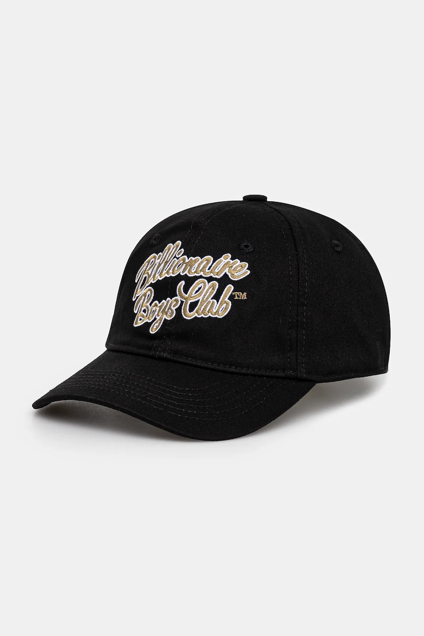 Billionaire Boys Club cotton baseball cap Script Logo Dad Cap black color with an application B24472 at PRM US