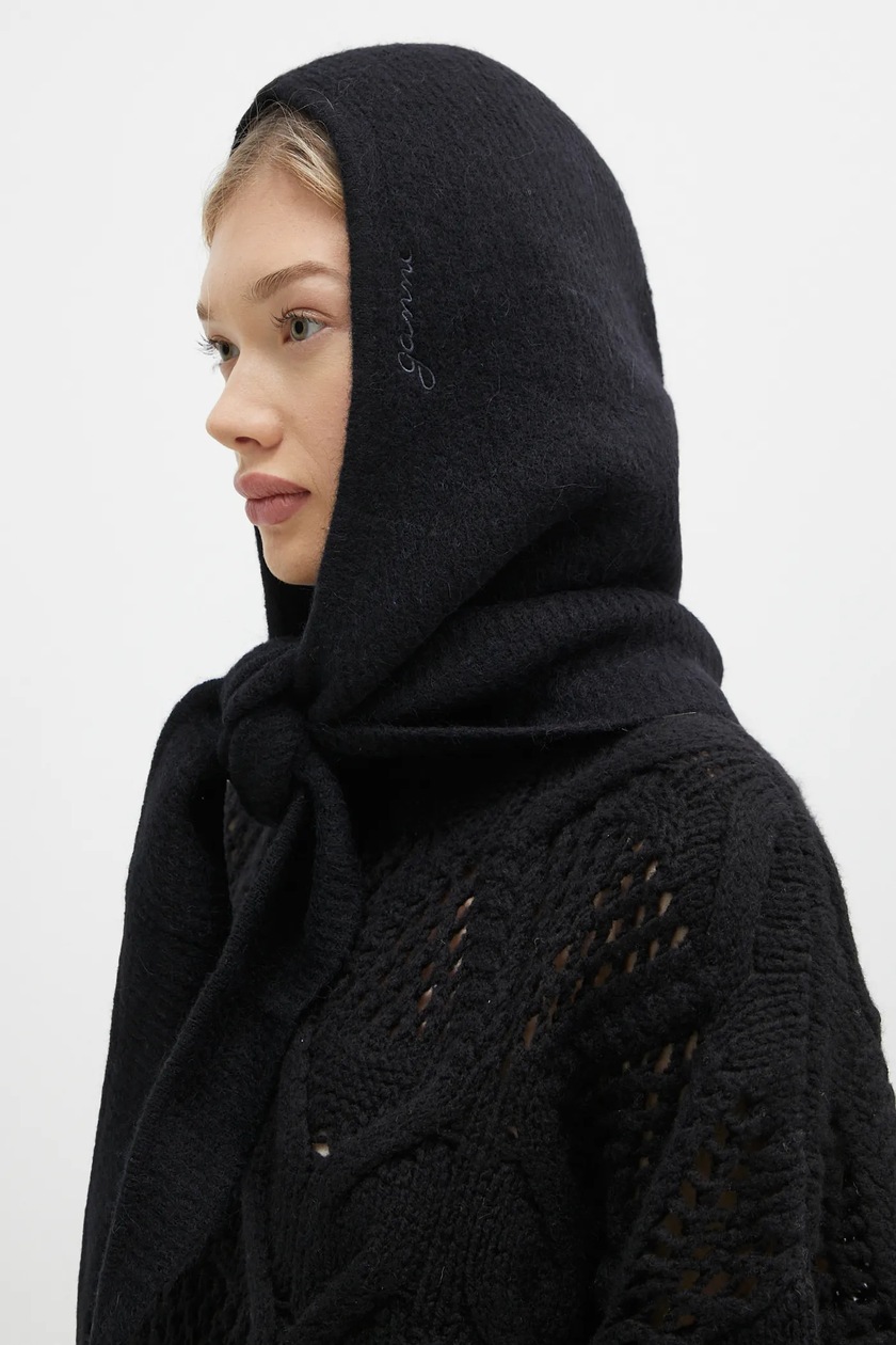 GANNI balaclava Soft Wool Balaclava black color A6223 at PRM US