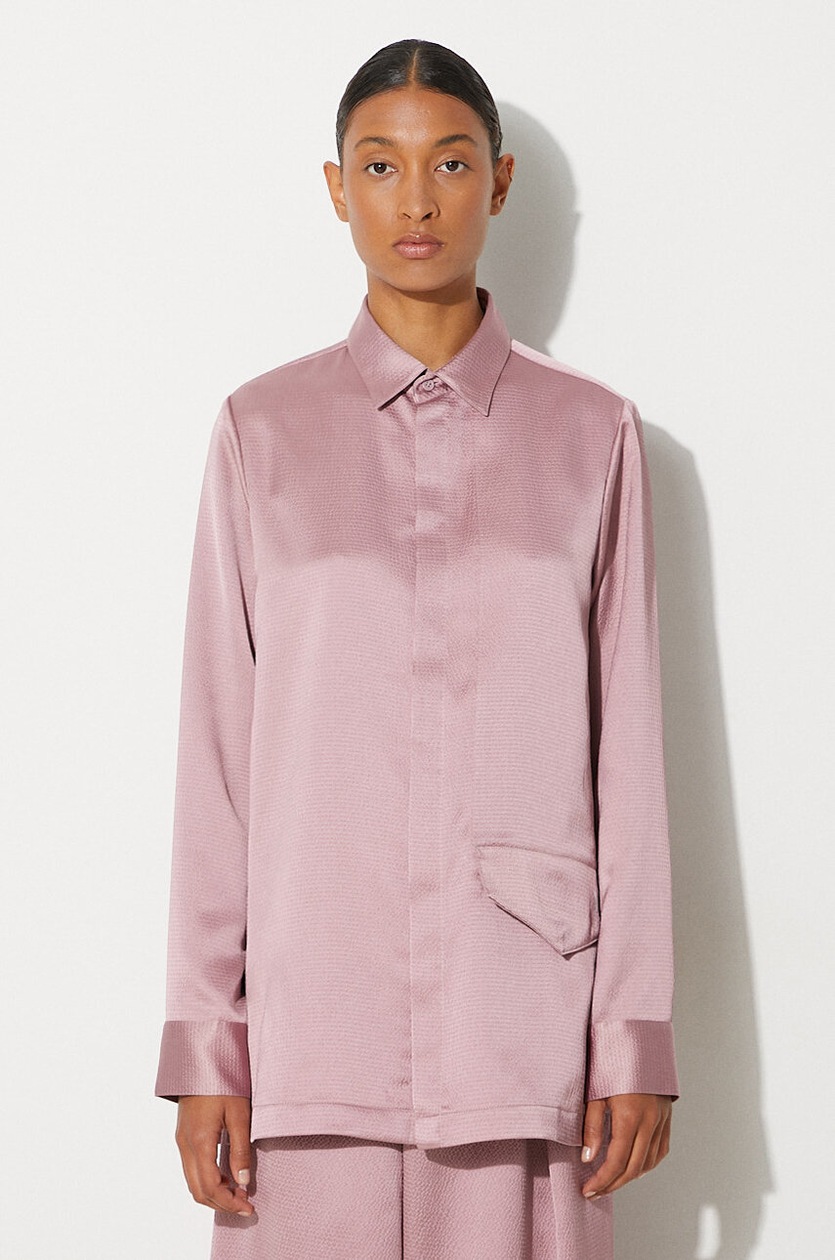 Y-3 shirt Tech Seersucker women's pink color regular JE3433