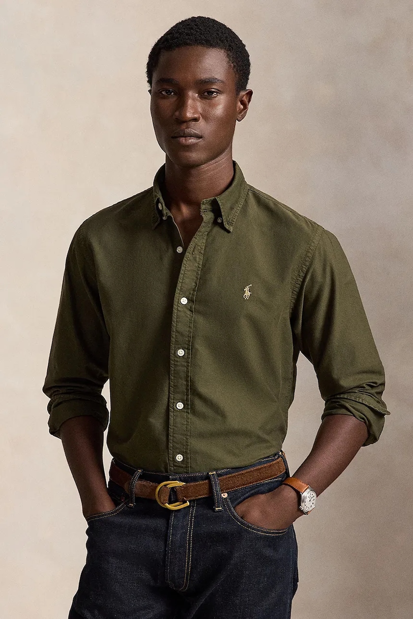032C shirt 'Steaming: Optional' green color relaxed S25-URW-1306