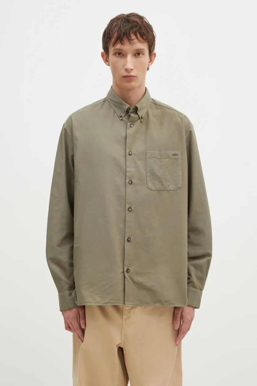 A.P.C. l/s wool shirt brown トップス