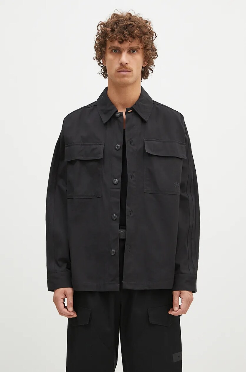 adidas Originals cotton shirt Premium Essentials Shirt men s black color relaxed IW0996