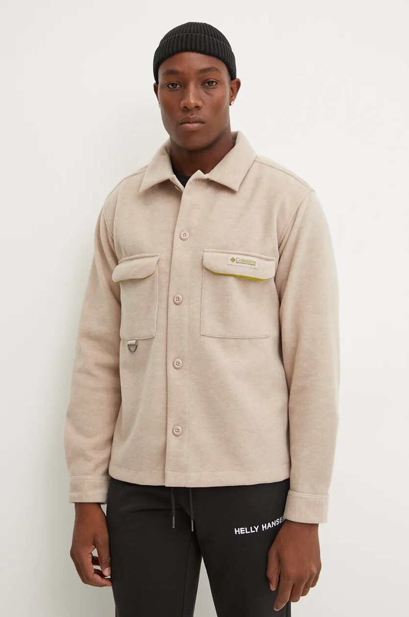 adidas Originals cotton shirt 70s Vintage Overshirt men s beige color IP6988 at PRM US