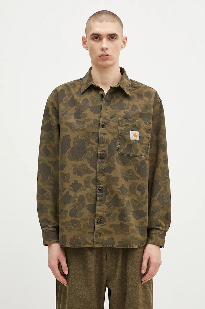 Carhartt WIP corduroy shirt Longsleeve Flint green color