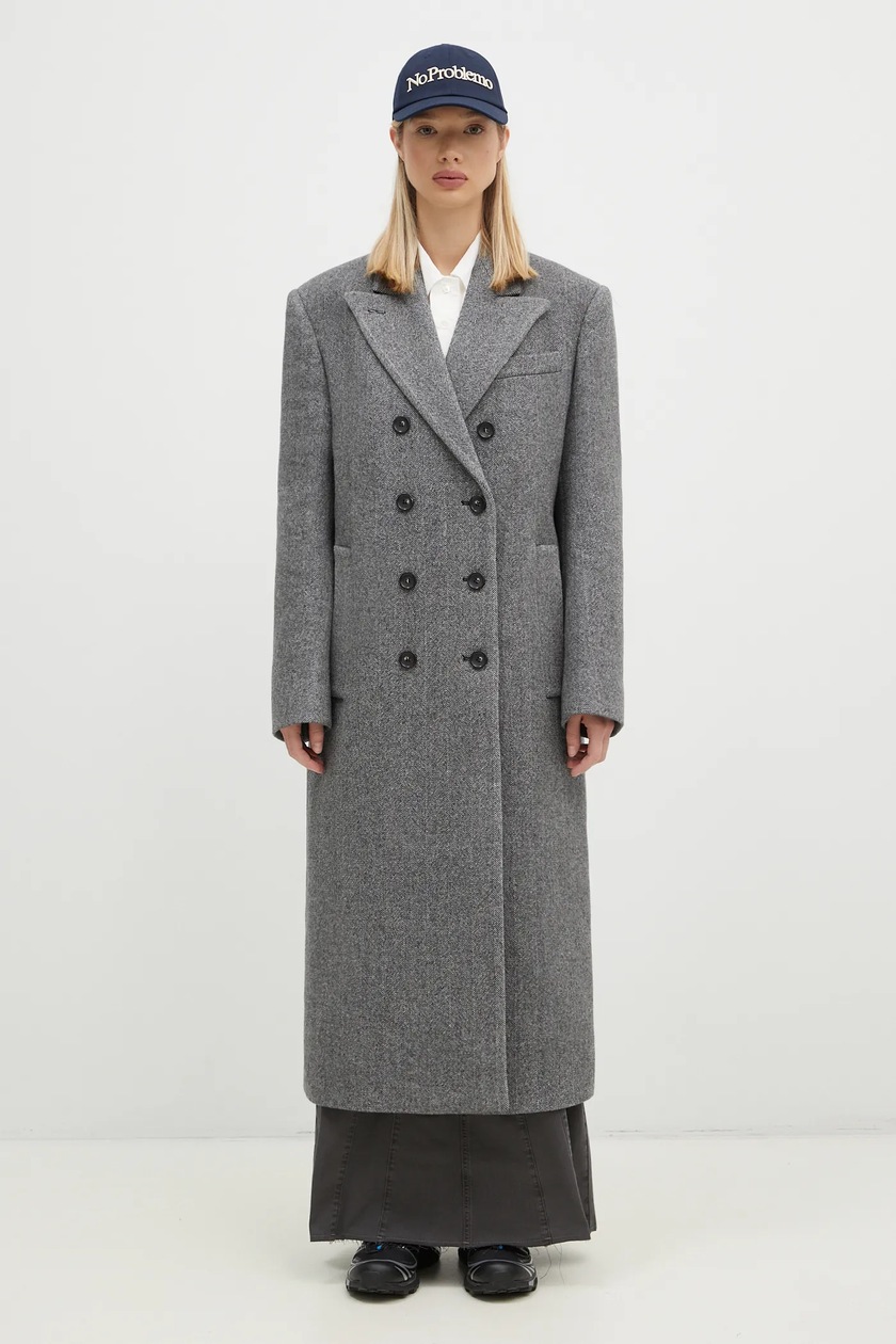 ジャケット・アウター DOUBLE WOOL LONG COAT - GREY Sportmax wool coat Billy gray color 2422016072600 at PRM US