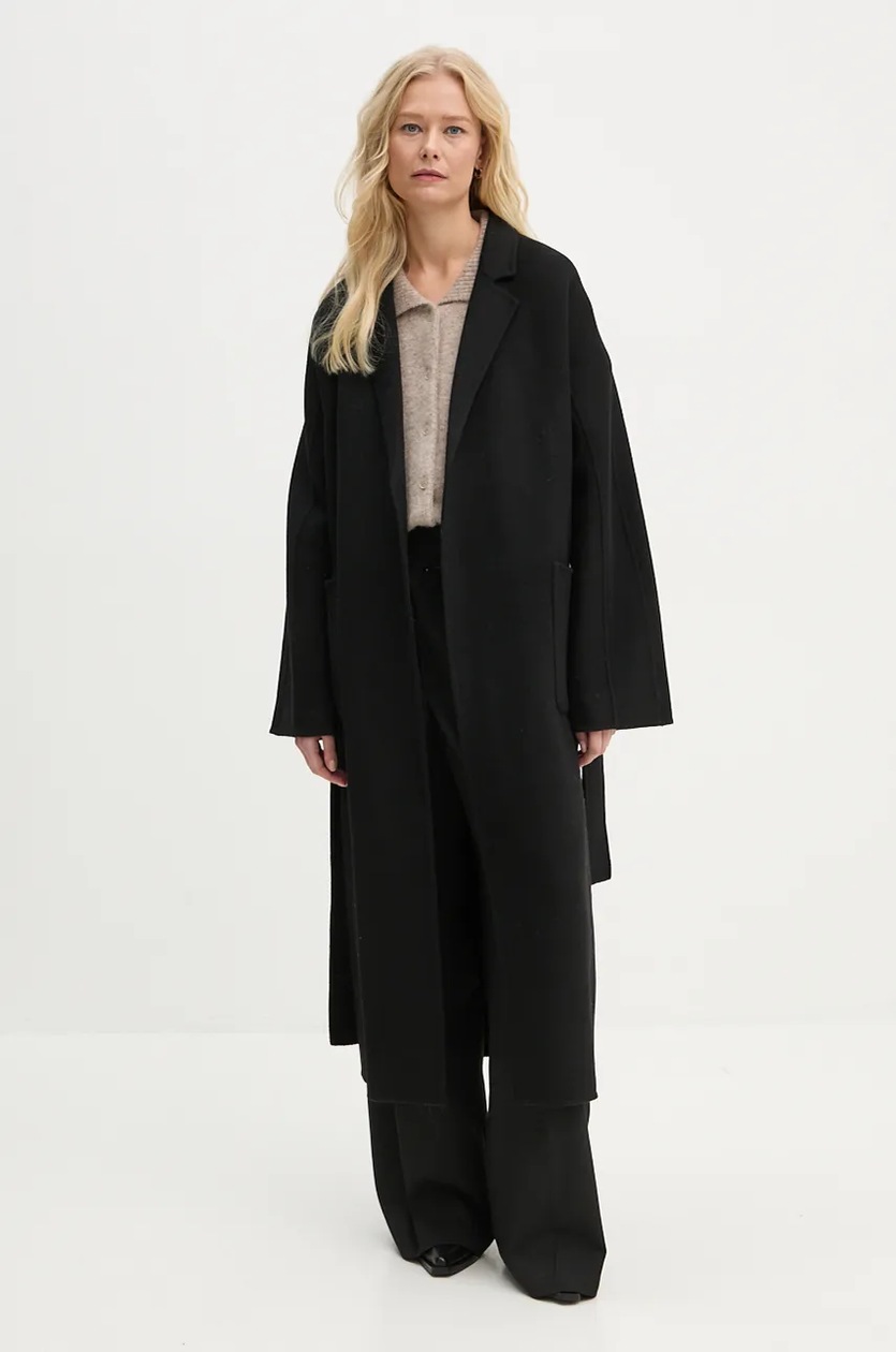 Stand Studio wool coat Claudine Long Coat black color 61218-8550 Stand Studio wool coat Claudine Long Coat black color 61218-8550