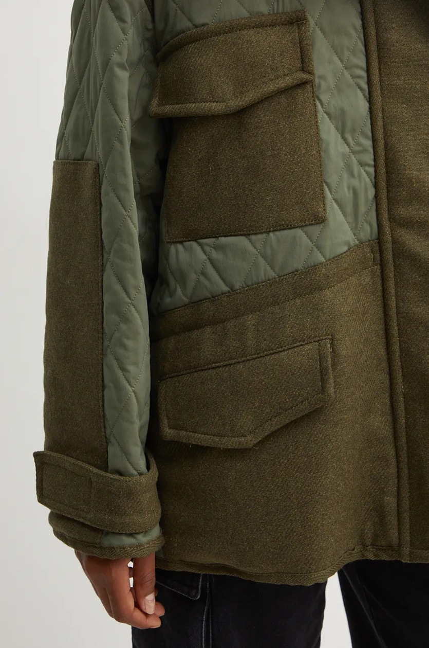 Куртка з домішкою вовни Pinko колір зелений перехідна