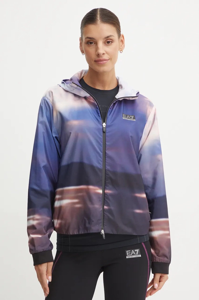 adidas by Stella McCartney wiatrówka kolor fioletowy przejściowa