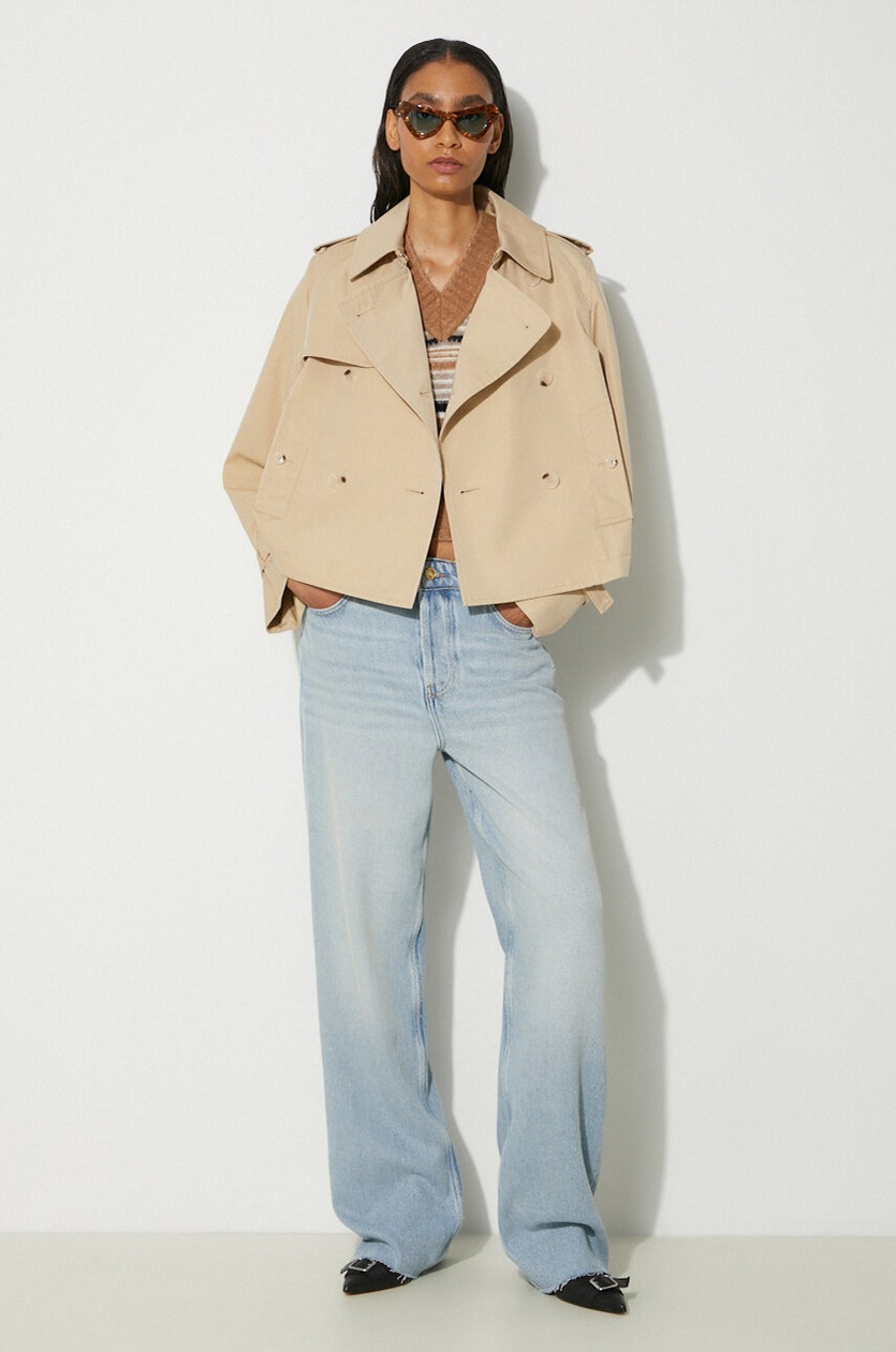 アウターその他 KENZO Woman Trench coat Beige FE62MA2189OI 11 Kenzo jacket Short Kimono Trench women's beige color