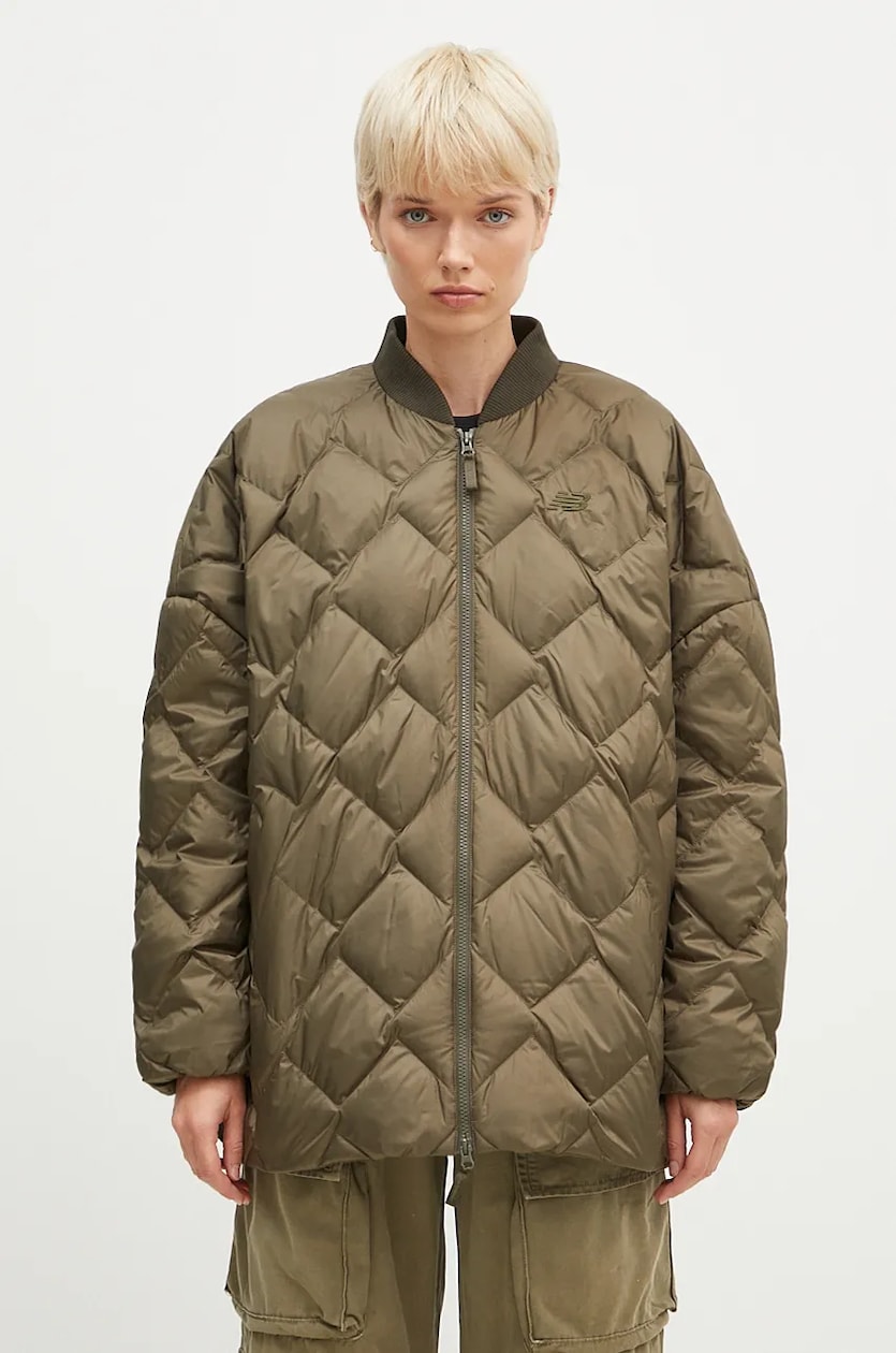 New Balance down jacket Pinnacle Bomber women's green color New Balance down jacket Pinnacle Bomber women's green color