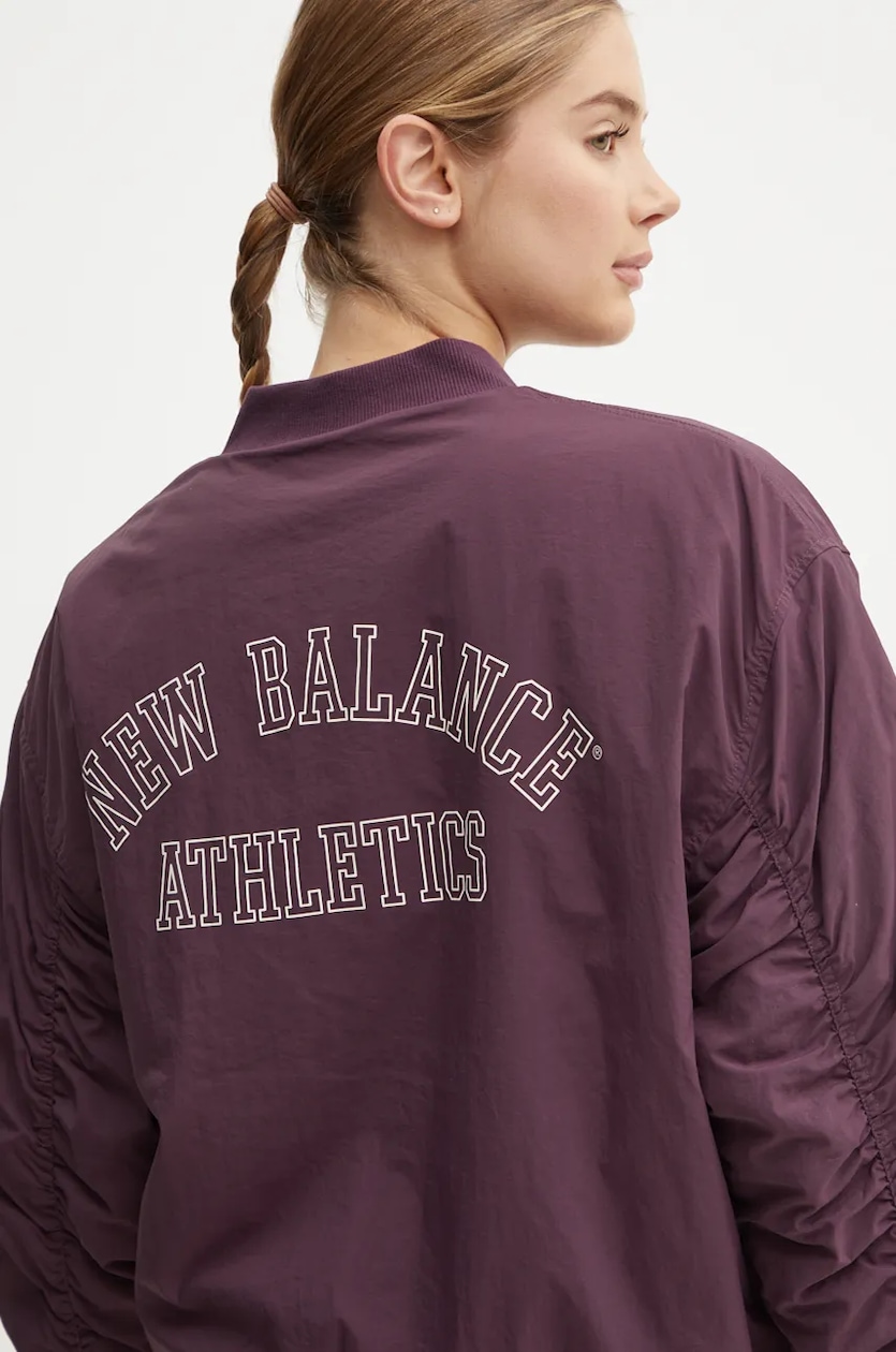 New Balance kurtka bomber damski kolor fioletowy przejściowa