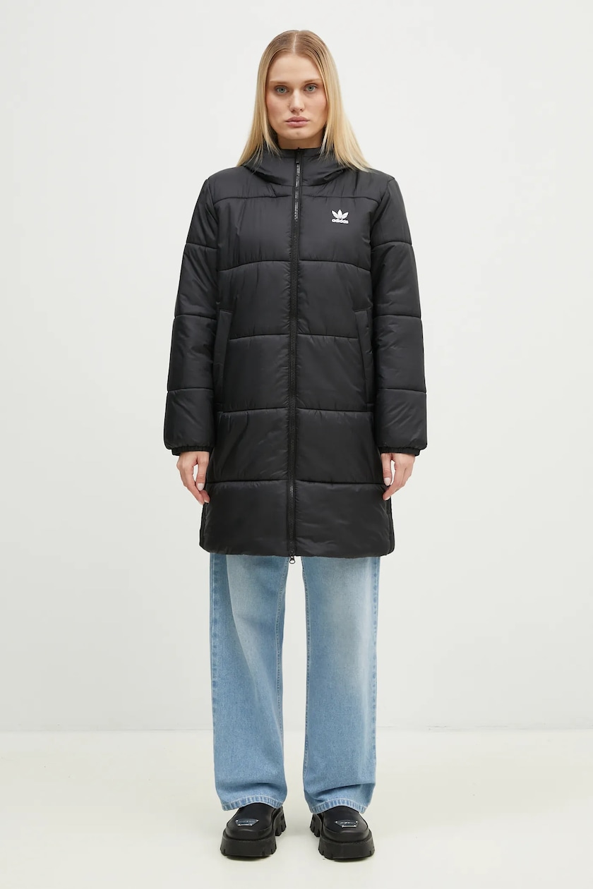 adidas Originals jacket Long Puffer women s black color IW5858